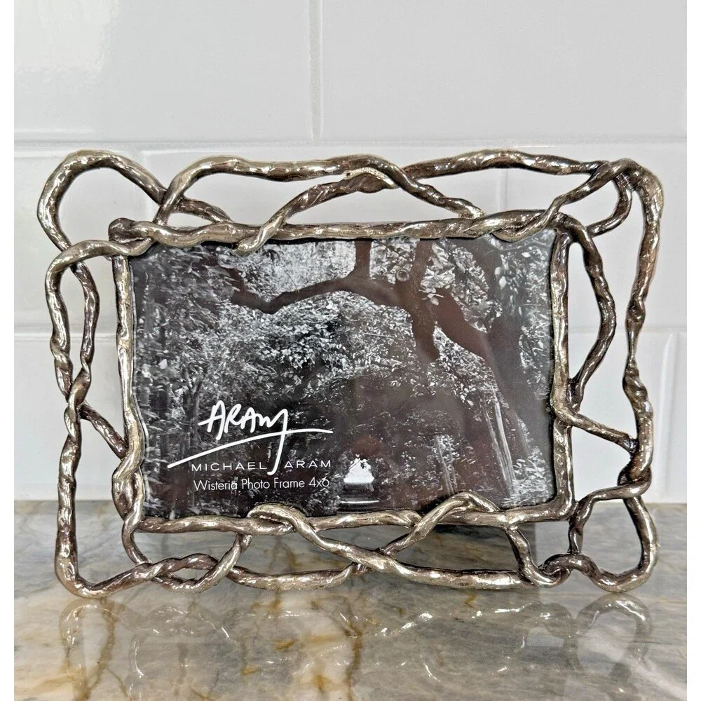 Michael Aram Wisteria 4x6 Photo Frame Silver Tone Vine Branch Sculpture New
